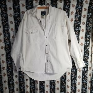 Sz L Men's White Casual Button Down Shirt